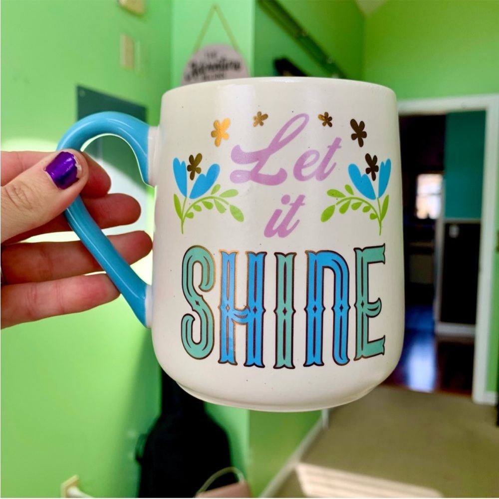 Ceramic Floral Kitchenware “Let It Shine” Positive Message Cute Mug - Picture 4 of 4